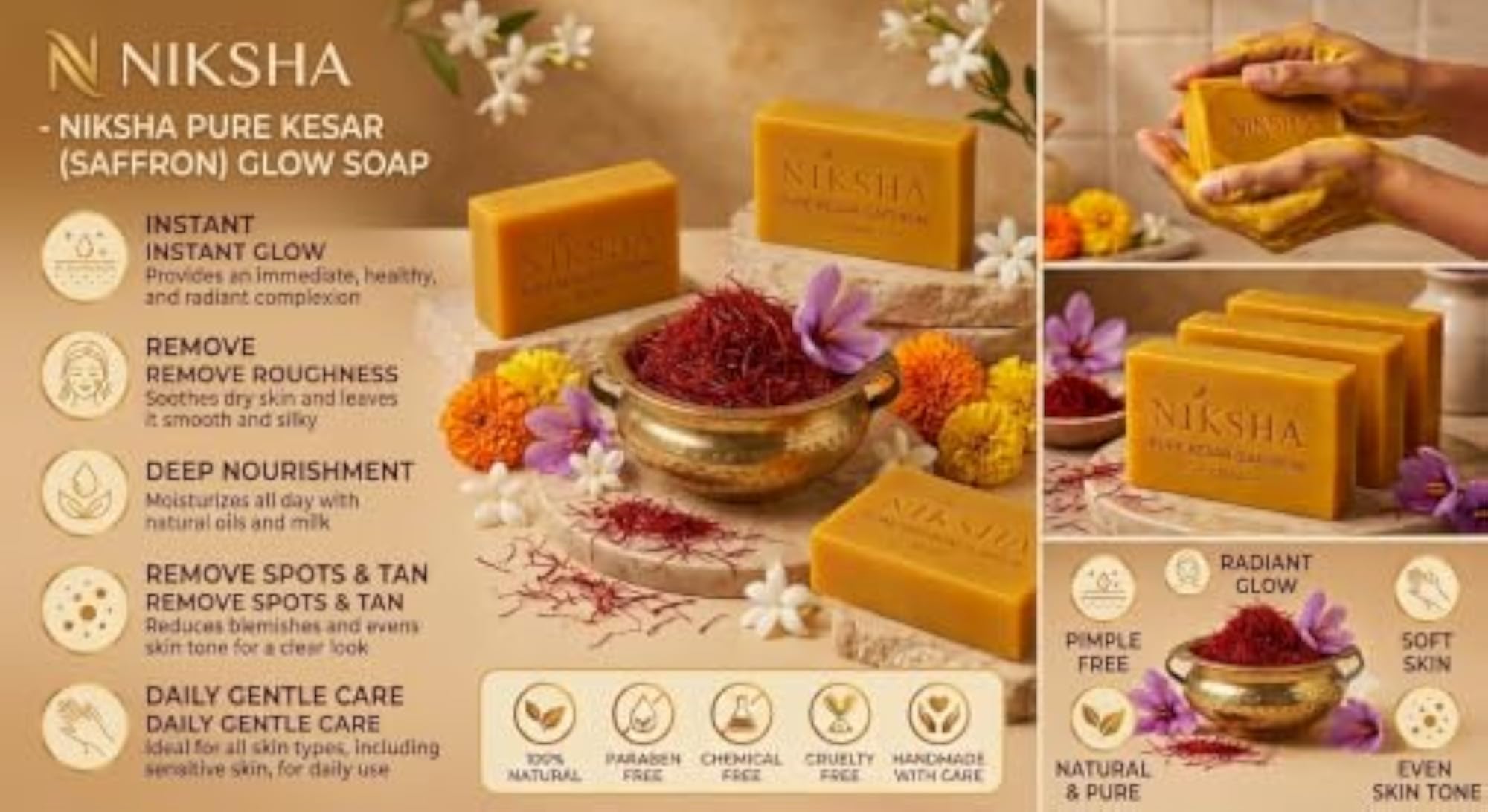 NIKSHA Kesar Herbal Bath Soap for Daily Skin Care